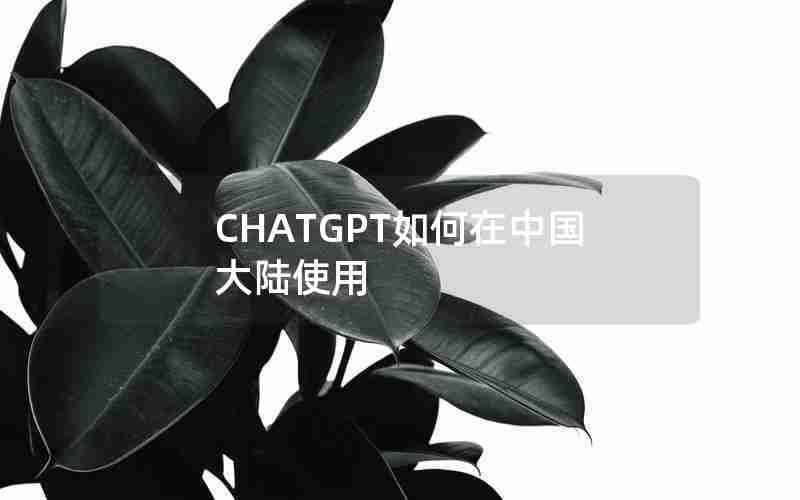 CHATGPT如何在中国大陆使用