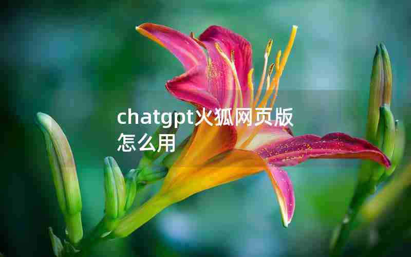 chatgpt火狐网页版怎么用