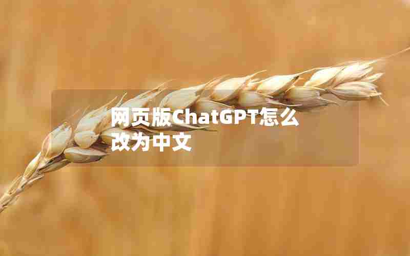 网页版ChatGPT怎么改为中文