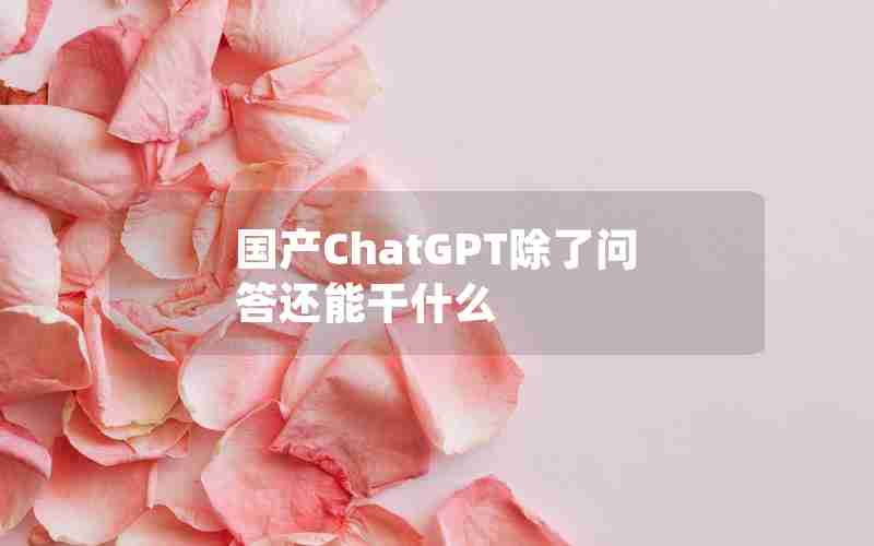 国产ChatGPT除了问答还能干什么