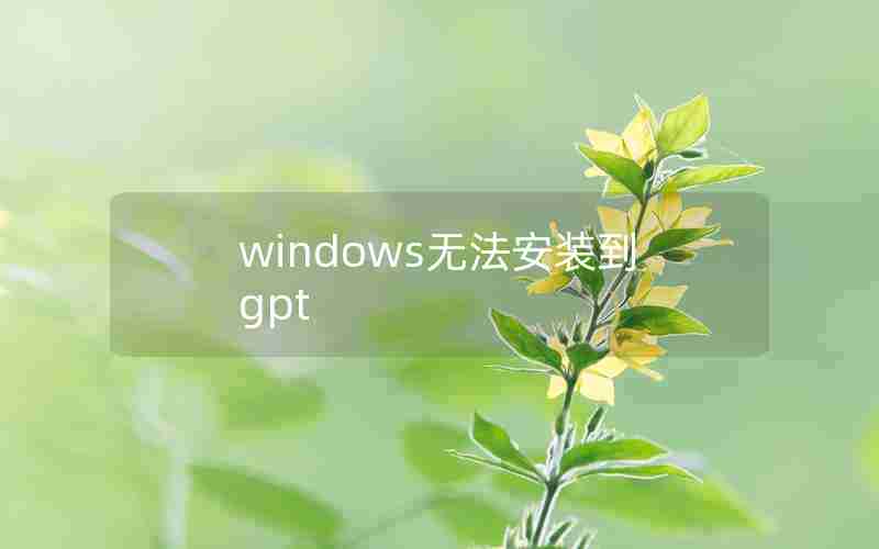 windows无法安装到gpt