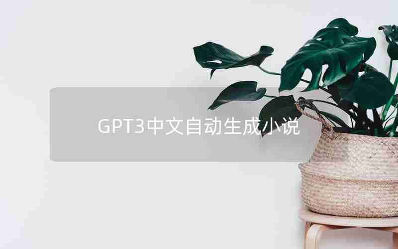 GPT3中文自动生成小说